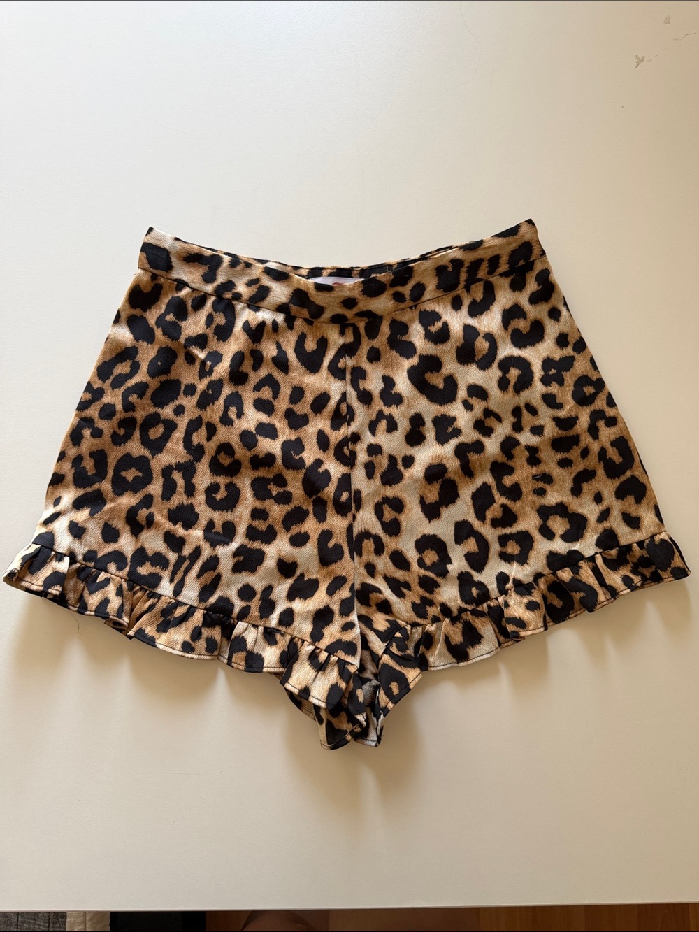 Urban Outfitters | S | Leopard Print | Ruffle Hem Women's Shorts - Tan/Black